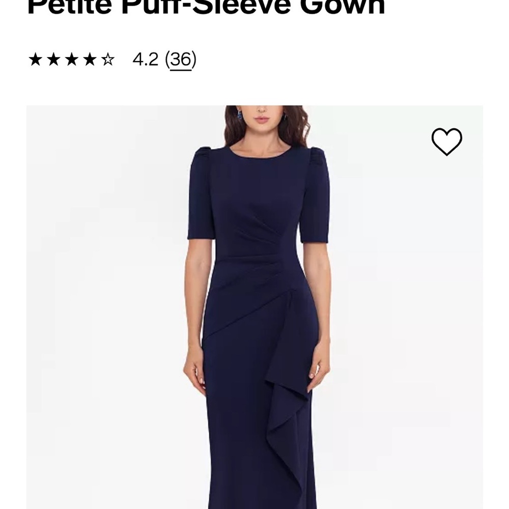 XSCAPE petite puff sleeve floor-length dress in midnight (navy) 4P